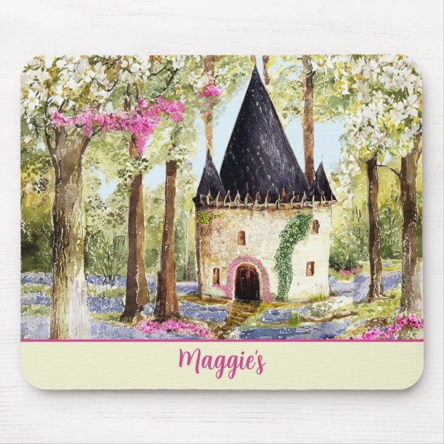 Fairytale Castle Monogrammed Mouse Mat (Front)