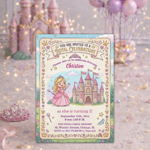 Fairytale Castle Princess 3rd Birthday Party Invitation