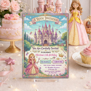 Fairytale Castle Princess 5th Birthday Party Invitation