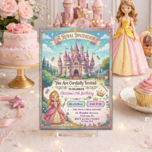 Fairytale Castle Princess 7th Birthday Party Invitation
