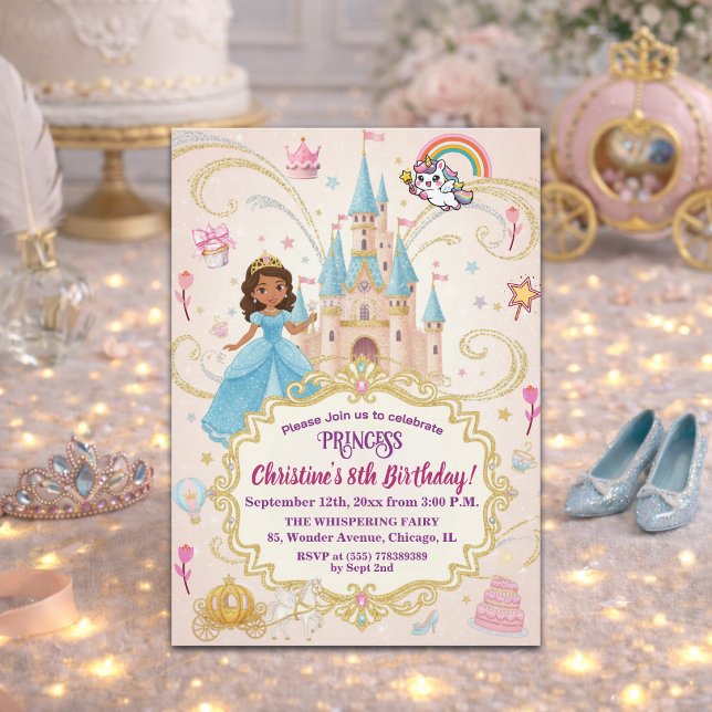 Fairytale Castle Princess 8th Birthday Party Invitation (Creator Uploaded)