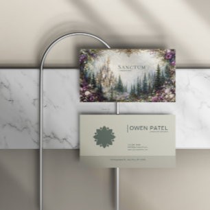 Fairytale Castle Purple Floral Mountain Forest Business Card