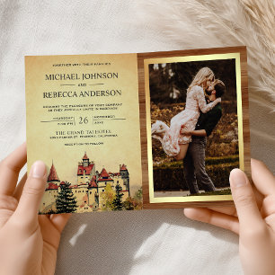 Fairytale Castle Storybook QR Code Wedding Invitation