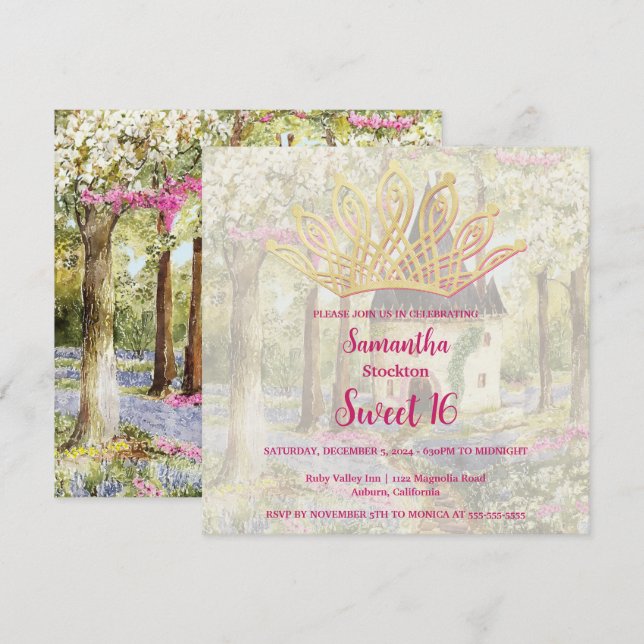 Fairytale Castle Sweet 16 Invitation (Front/Back)