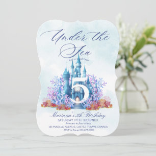 Fairytale Castle Underwater Watercolor Birthday Invitation