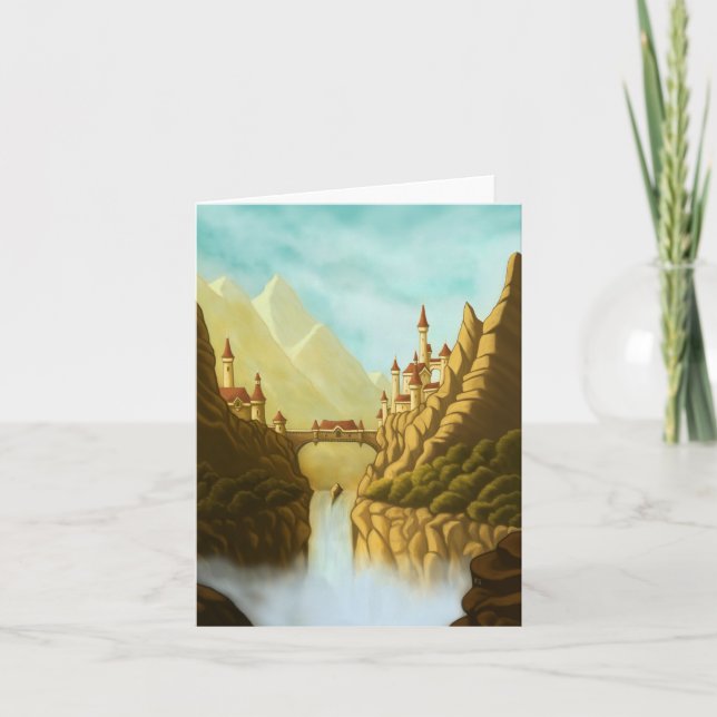 fairytale castles fantasy landscape note card (Front)