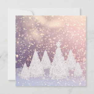 Fairytale Christmas Trees Snowy Scenery Holiday Card