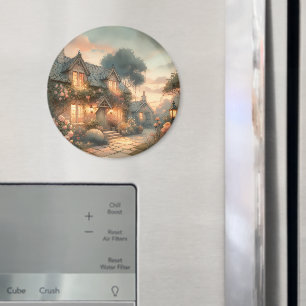 Fairytale Cottage at Sunset with Roses Magnet