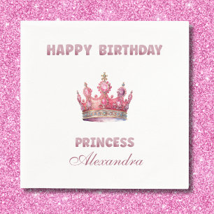 Fairytale Crown Pink Girl's Princess Birthday Napkin