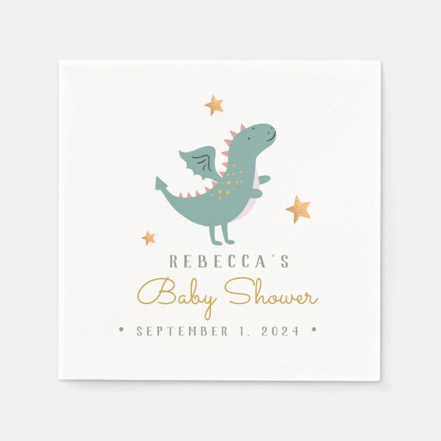 Fairytale Cute Dragon Baby Shower Napkin (Front)