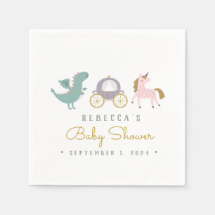 Fairytale Cute Dragon Baby Shower Napkins