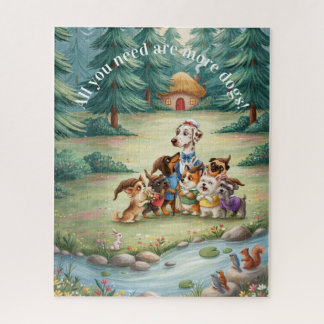 Fairytale Dogs Seven Dwarfs Woodland Cottage Jigsaw Puzzle
