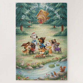 Fairytale Dogs Seven Dwarfs Woodland Cottage Jigsaw Puzzle