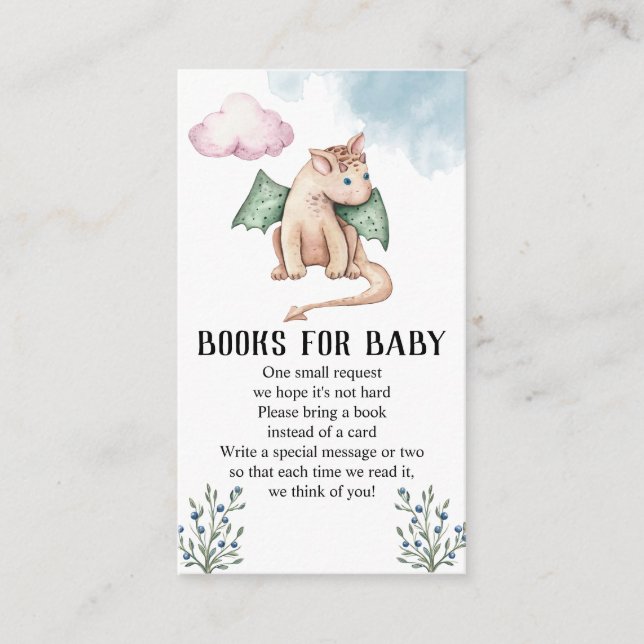Fairytale Dragon Baby Shower Books For Baby    Enclosure Card (Front)