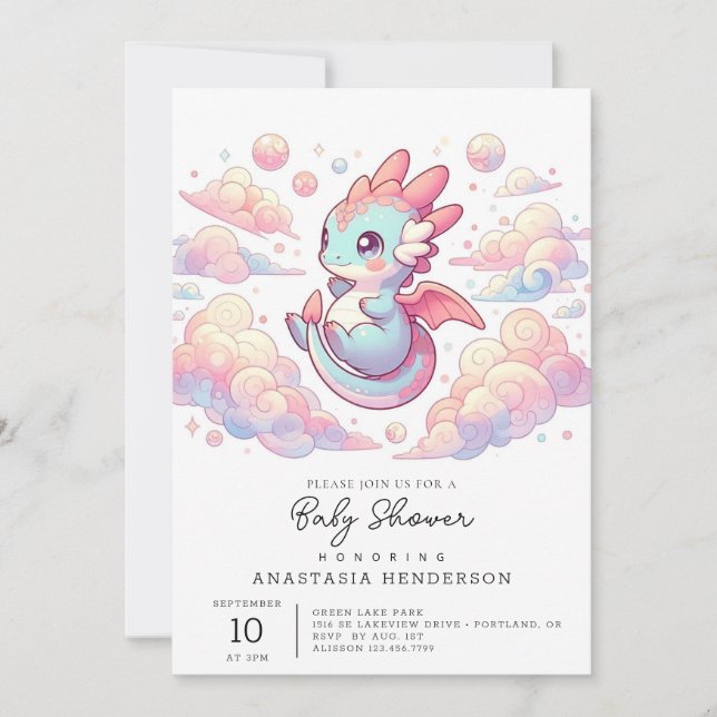 Fairytale Dragon Baby Shower Invitation (Front)