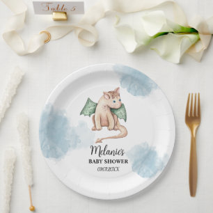 FAIRYTALE DRAGON BABY SHOWER PAPER PLATES