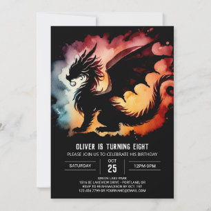 Fairytale Dragon Birthday Editable Invitation