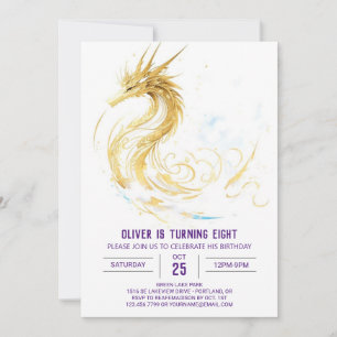 Fairytale Dragon Party Birthday Invitation