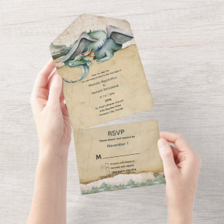 Fairytale Dragon Wedding All In One Invitation