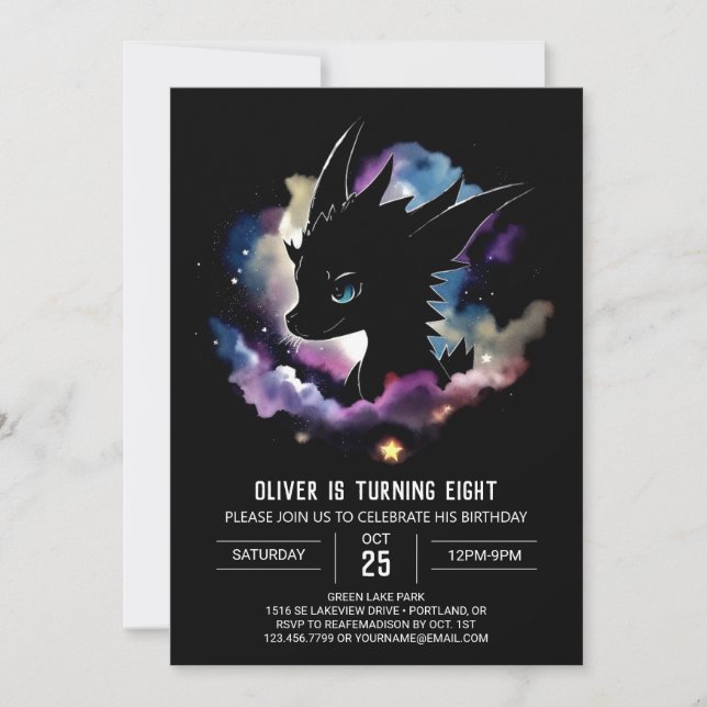 Fairytale Dragon's Magic Birthday Invitation (Front)