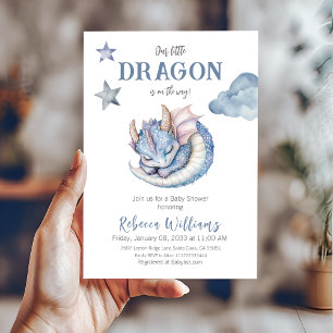 Fairytale Dreamy Blue Boy Dragon Baby Shower  Invitation