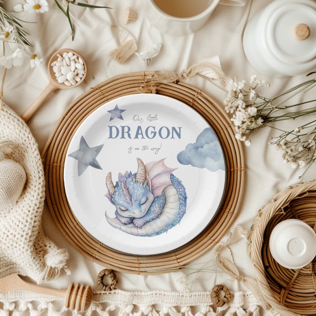 Fairytale Dreamy Dragon Baby Shower Paper Plate (Creator Uploaded)