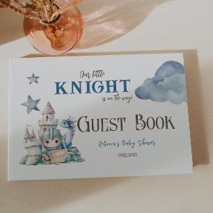 Fairytale Dreamy Dragon Blue Knight Baby Shower Guest Book