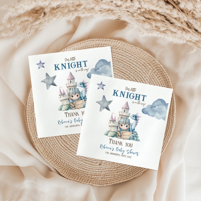 Fairytale Dreamy Dragon Blue Knight Baby Shower  Napkin (Creator Uploaded)
