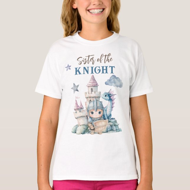 Fairytale Dreamy Dragon Blue Knight Baby Shower  T-Shirt (Front)