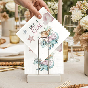 Fairytale Dreamy Dragon Pink Princess Baby Shower  Napkin