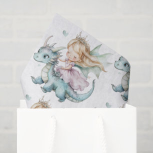 Fairytale Dreamy Dragon Pink Princess Baby Shower  Tissue Paper