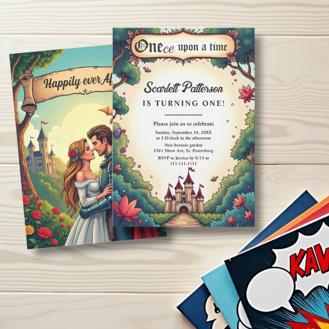 Fairytale Enchanted Forest Castle 1st Birthday Invitation (Creator Uploaded)