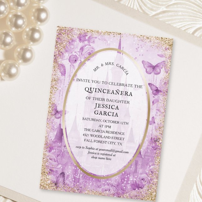 Fairytale Enchanted Forest  Castle Quinceañera  Invitation (Fairytale Enchanted Forest Castle Quinceañera Invitation)
