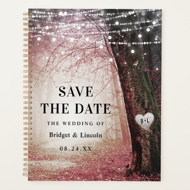 Fairytale Enchanted Forest Pink Save The Date Planner (Front)