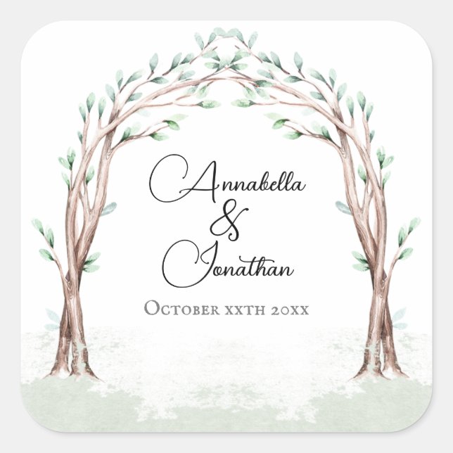 Fairytale Entrance to Forest Wedding Square Sticker (Front)
