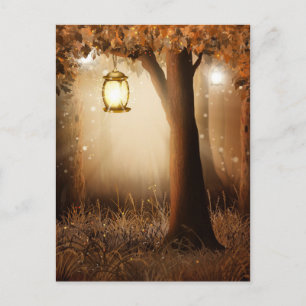 Fairytale Fairy Tale Forest Tree and Lamp Postcard