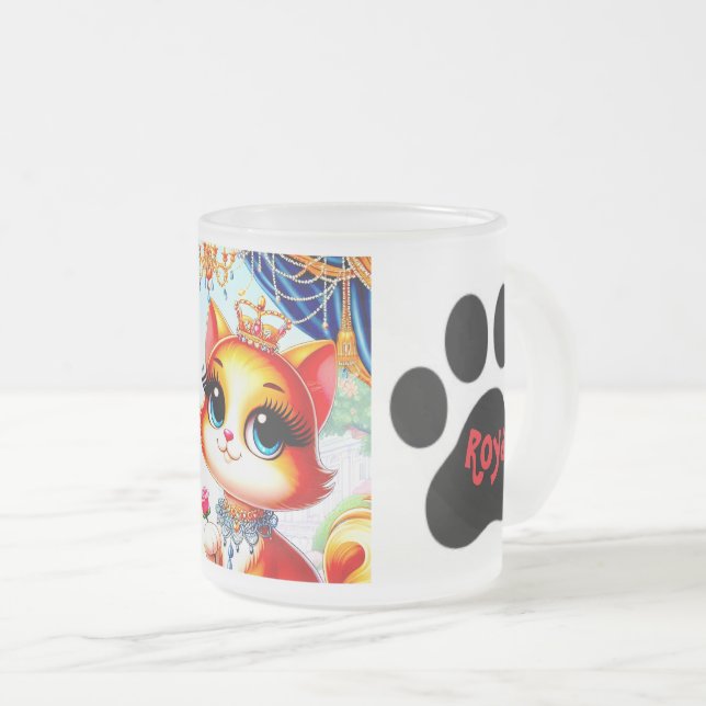 Fairytale Feline  Frosted Glass Coffee Mug (Front Right)