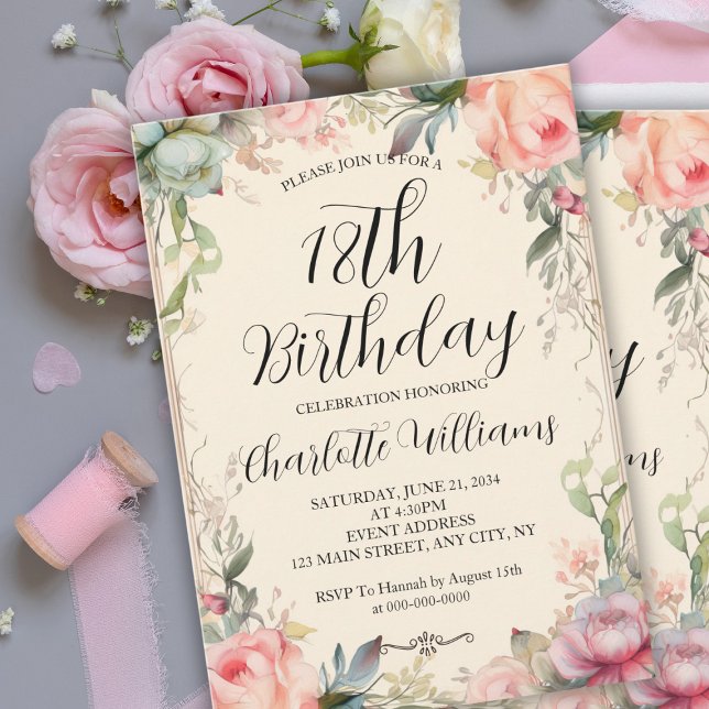 Fairytale Floral 18th Birthday Invitation (Fairytale Floral 18th Birthday Invitation
)