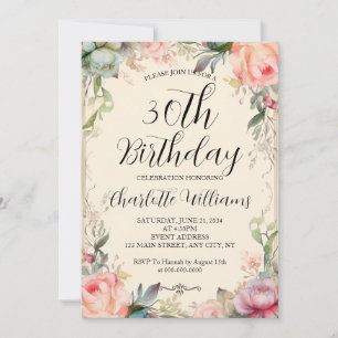 Fairytale Floral 30th Birthday Invitation