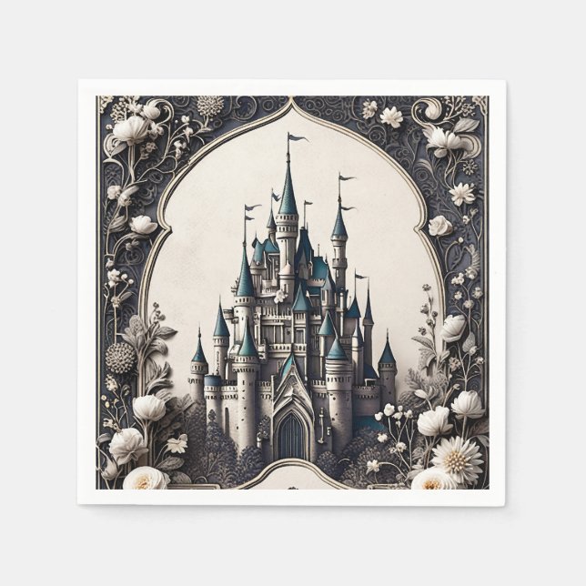 Fairytale Floral Castle Napkin (Front)