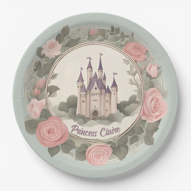 Fairytale Floral Castle Paper Plate (Front)