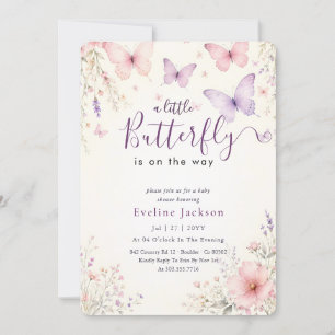 Fairytale Floral Lavender Butterfly Baby Shower Invitation