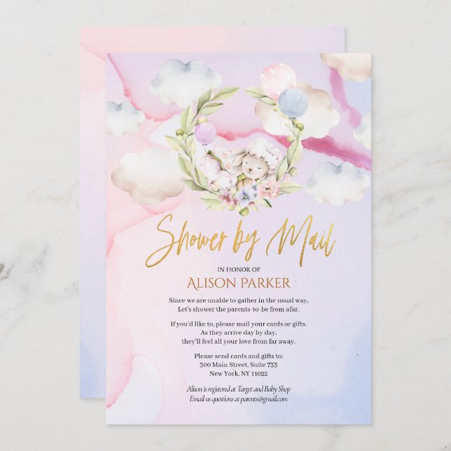 Fairytale Forest Rabbit Pink | Baby Shower By Mail Invitation (Front/Back)