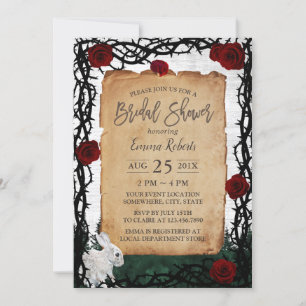 Fairytale Forest Rabbit Rose & Thorn Bridal Shower Invitation