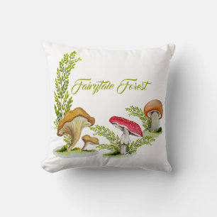Fairytale forest watercolor set of mushrooms coast cushion