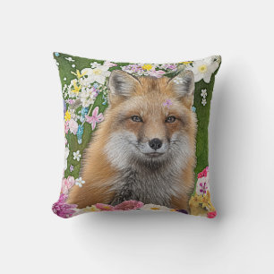 Fairytale Fox in Field of Flowers Cushion