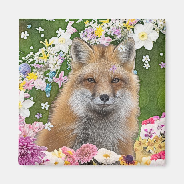 Fairytale Fox in Field of Flowers Magnet (Front)