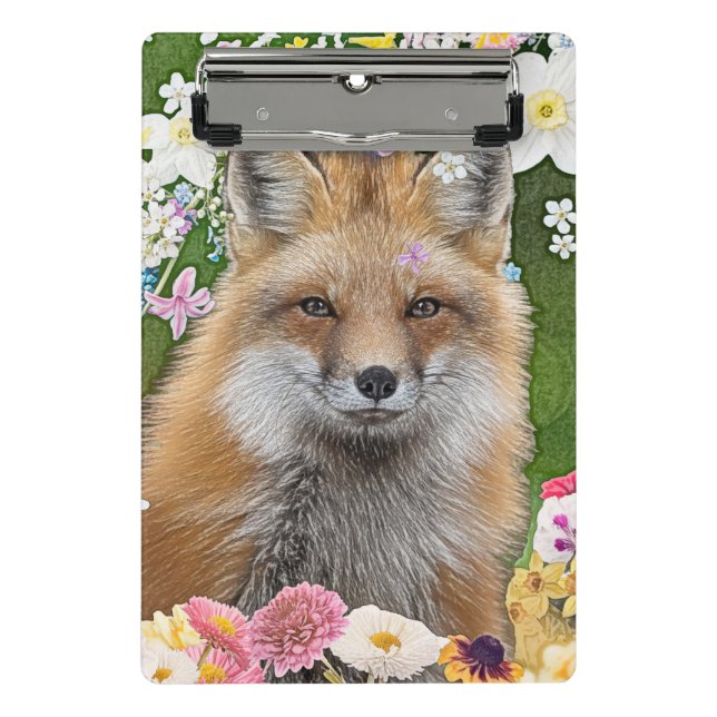 Fairytale Fox in Field of Flowers Mini Clipboard (Front)