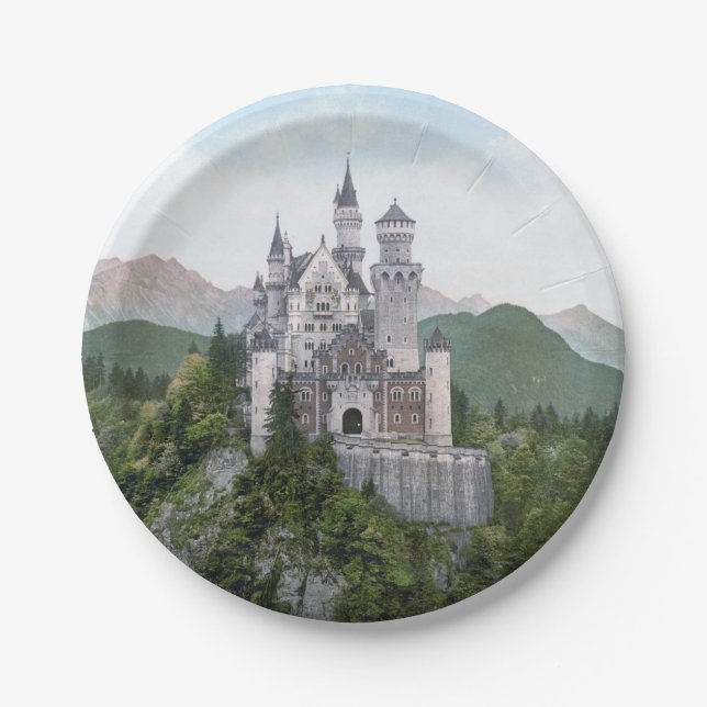 Fairytale German Castle Paper Plate (Front)