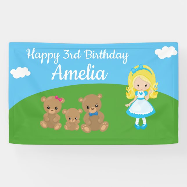 Fairytale Goldilocks Three Bears Birthday Banner (Horizontal)